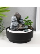 Фонтан настольный, японский сад камней «Маленький хотей в саду Дзен», от сети с подсветкой, 21×21×21 см - Фото 5