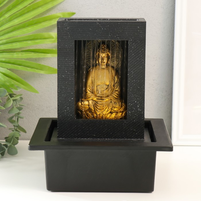 Фонтан настольный от сети, подсветка "Медитация золотого Будды в гроте" 21х17,5х25 см - фото 1927057392