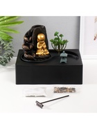 Фонтан настольный, японский сад камней «Маленький хотей: Гармония», от сети с подсветкой, 29×21×22 см 9832801