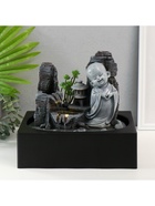 Фонтан настольный с подсветкой «Маленький хотей в каменном городе», от сети, 29×21×27 см 9832803