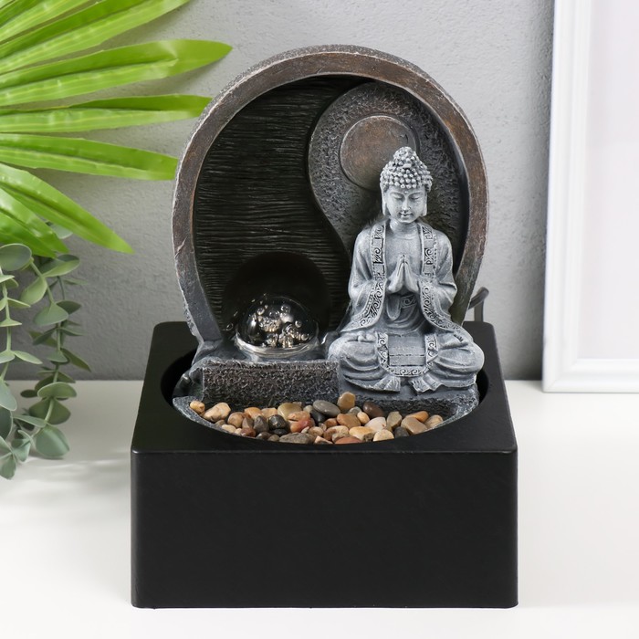 Настольный фонтан с камнями «Будда под луной», от сети подсветка, 18×18×24 см