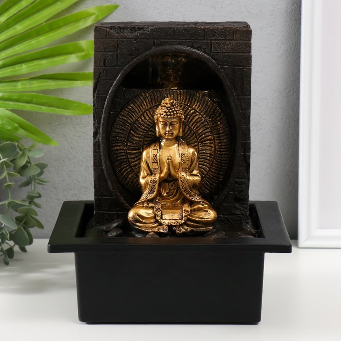Фонтан настольный от сети, подсветка &quot;Будда медитация в гроте&quot; 21х17,5х26 см