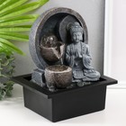 Фонтан настольный от сети, подсветка "Серый Будда у каменного фонтана" 21х17,5х26 см - фото 9375786