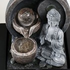 Фонтан настольный от сети, подсветка "Серый Будда у каменного фонтана" 21х17,5х26 см - фото 9375789