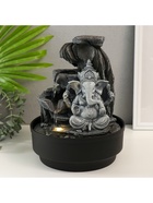 Фонтан настольный с подсветкой «Серый Ганеша в каменном гроте», от сети, 21×21×28 см 9832815