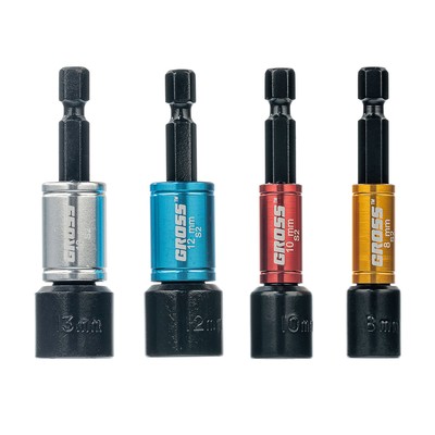 Набор бит Gross 11627, сталь S2, с торцевыми головками 8, 10, 12, 13 х 50 мм