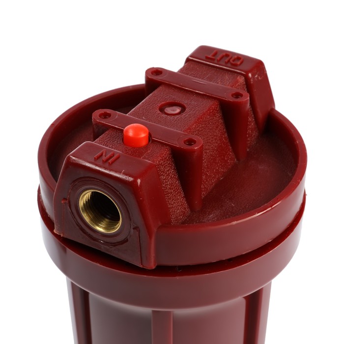 Корпус для фильтра "Аквабрайт" АБФ-ГОР-12, 1/2", для горячей воды, ключ и крепеж, красный