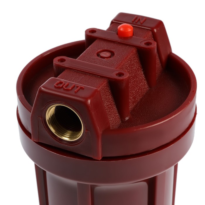 Корпус для фильтра "Аквабрайт" АБФ-ГОР-34, 3/4", для горячей воды, ключ и крепеж, красный