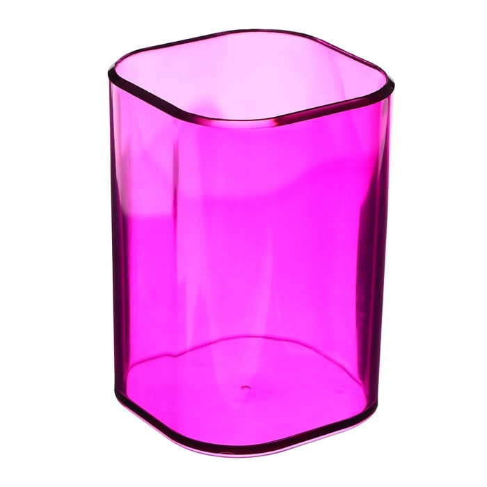 Подставка-стакан для пишущих принадлежностей Стамм "Фаворит", квадратная, тонированная фиолетовая