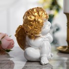 Сувенир "Ангел сидячий", белая с золотом, гипс, 17 см - Фото 2