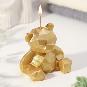 Свеча декоративная Мишка-грани 7см, золотой