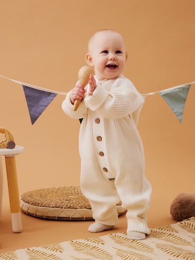 Комбинезон вязаный SL Home, рост 92 - 98 см, молочный