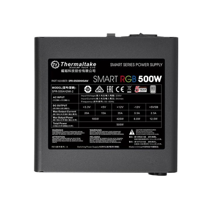 Блок питания Thermaltake ATX 500W Smart, 24+4+4pin, APFC, 120 мм fan, color LED 6xSATA, RTL   937187 - фото 51627129