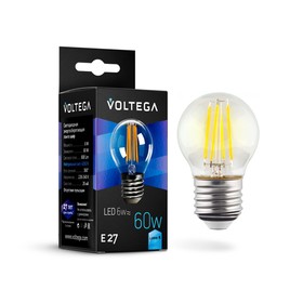 Лампа Voltega 7024, 6Вт, 4,5х4,5х7,4 см, E27, 600Лм, 4000К, цвет прозрачный
