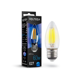 Лампа Voltega 7029, 6Вт, 3,5х3,5х9,2 см, E27, 600Лм, 4000К, цвет прозрачный
