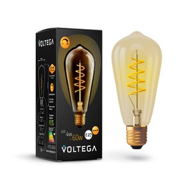 Лампа Voltega 7077, 4Вт, 6,4х6,4х14,4 см, E27, 300Лм, 2000К, цвет тонированный