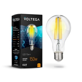 Лампа Voltega 7104, 15Вт, 7х7х11 см, E27, 1450Лм, 2800К, цвет прозрачный