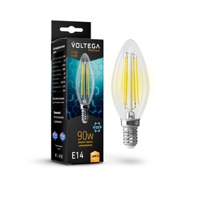Лампа Voltega 7134, 9Вт, 3,5х3,5х10 см, E14, 840Лм, 2800К, цвет прозрачный