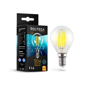 Лампа Voltega 7136, 9Вт, 4,5х4,5х7,8 см, E14, 800Лм, 2800К, цвет прозрачный