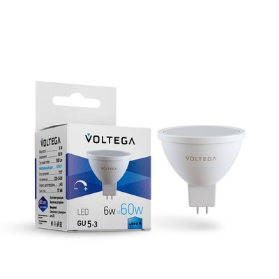 Лампа Voltega 7171, 6Вт, 5х5х5,6 см, GU5.3, 580Лм, 4000К, цвет матовый
