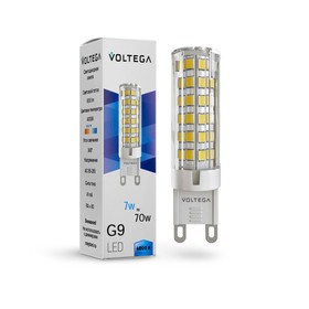 Лампа Voltega 7188, 1х7Вт, 1,6х1,6х6,2 см, G9, 700Лм, 4000К, цвет прозрачный