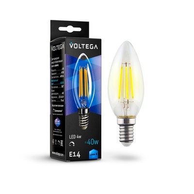 Лампа Voltega 8461, 5Вт, 9,8х10 см, E14, 400Лм, 4000К, цвет прозрачный