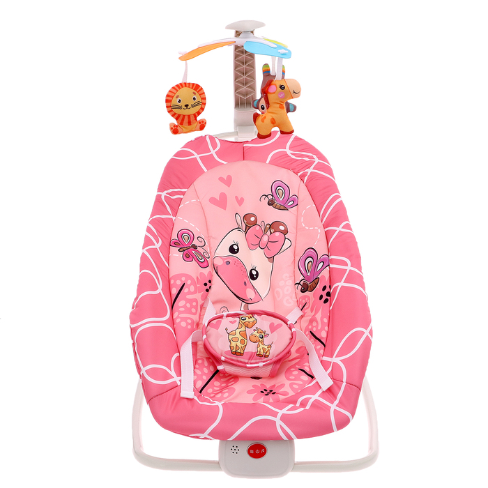 Музыкальное кресло-качалка для новорожденных, цвет розовый - фото 1909550961