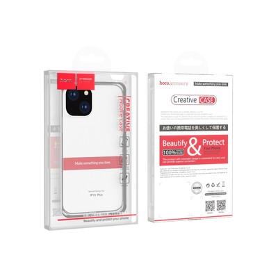 Чехол Hoco для Iphone 15 Plus, силиконовый, толщина 1.1 мм, прозрачный