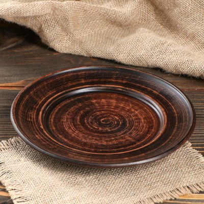 Тарелка, гладкая, красная глина, 21 см