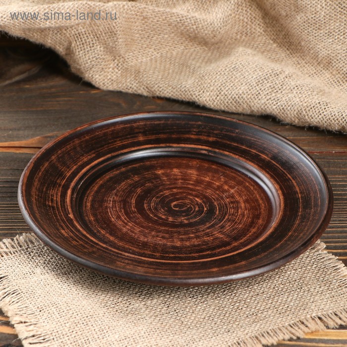 Тарелка, гладкая, красная глина, 21 см - Фото 1