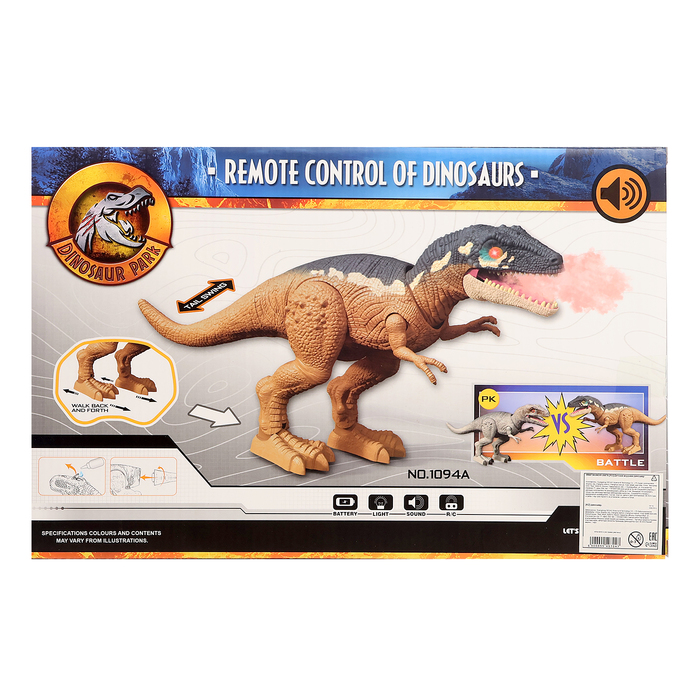 Динозавр «T-Rex», радиоуправление, эффект дыма, проектор, цвет МИКС