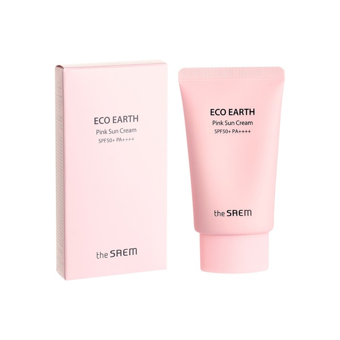 Крем солнцезащитный для лица для чувствительной кожи Eco Earth Pink Sun Cream - Фото 1