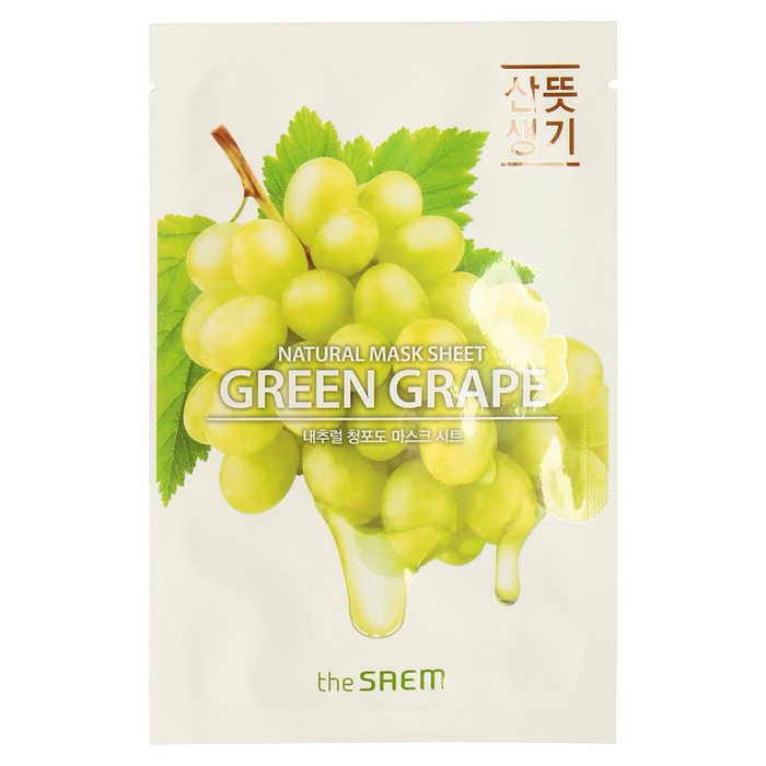 Маска для лица тканевая The Saem Natural Mask Sheet Green Grape, 21 мл - Фото 1