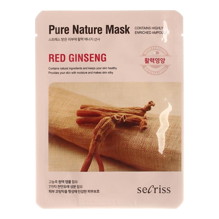 Маска тканевая Anskin Secriss Pure Nature Red Ginseng, 25 мл - Фото 1