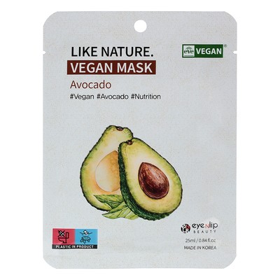 Маска тканевая с экстрактом авокадо Like Nature Vegan Mask Pack # Avocado