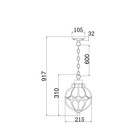 Светильник подвесной Outdoor O024PL-01G, 1х60Вт, 21,5х21,5х91,7 см, E27, цвет золото антик - Фото 6