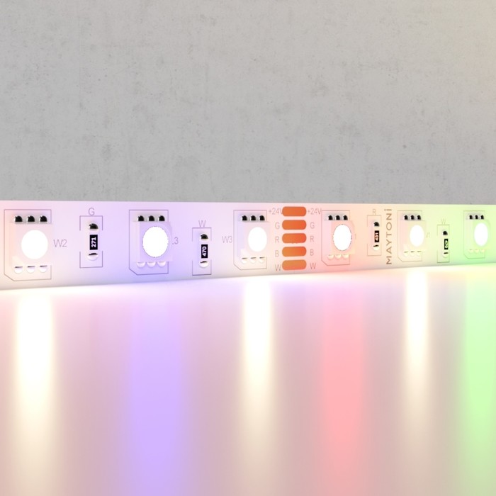 Светодиодная лента Maytoni, 24В, IP20, 5050, 14,4Вт/м, 3000K, 5 м, свечение RGB+W