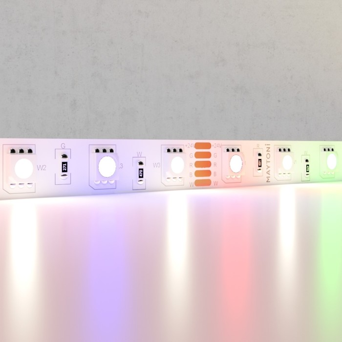 Светодиодная лента Maytoni, 24В, IP20, 5050, 14,4Вт/м, 4000K, 5 м, свечение RGB+W