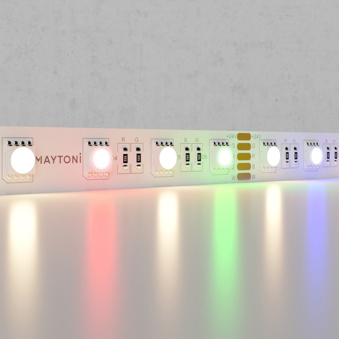Светодиодная лента Maytoni, 24В, IP20, 5050, 19,2Вт/м, 3000K, 5 м, свечение RGB+W