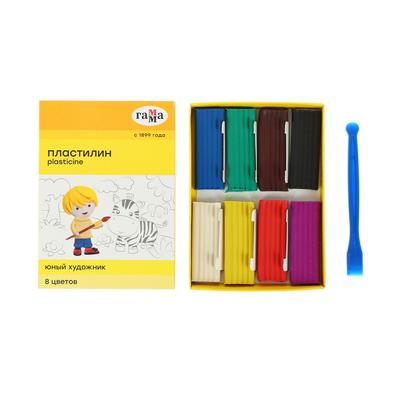 Пластилин «Юный художник», 8 цветов, со стеком, 112 г