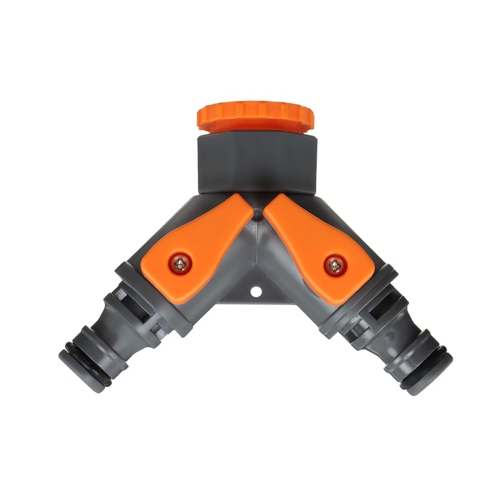 Распределитель 2-канальный, внутренняя резьба 3/4", быстросъёмное соединение, прорезиненный пластик, Greengo - Фото 1