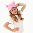 Кепка детская для девочки "Кошечка" с ушками, цвет розовый, р-р 52-54, 5-7 лет - Фото 3