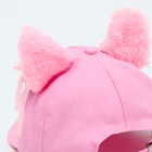 Кепка детская для девочки "Кошечка" с ушками, цвет розовый, р-р 52-54, 5-7 лет - Фото 6