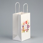 Пакет подарочный крафтовый, упаковка, «Для тебя», цветы, 12 х 21 х 9 см - Фото 3