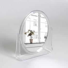 Зеркало настольное «Овал», двустороннее, зеркальная поверхность 11 × 14 см, цвет прозрачный