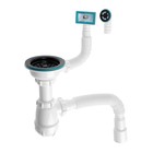 Сифон для мойки Aquant, 3 1/2"х40 мм, прямоуг/кругл перелив, гофра 40/50 мм, решетка чёрная - фото 23778937