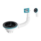 Выпуск Aquant, 3 1/2" х 40 мм, прямоугольный/круглый перелив, решетка металлическая чёрная - фото 23778943