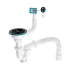 Сифон для мойки Aquant, 3 1/2"х40 мм, прямоуг/кругл перелив, с гофрой, прямоточный, чёрный - фото 23778946