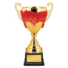 Кубок с металлической чашей, основание из пластика, h=44 см, цвет золото, красный
