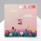 Брошь «Зайчик» с цветком, цветная в золоте - Фото 4